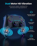 HIKICESOM Wireless Hall Effect Controller for PS5/PS5 Pro/PC/Mac, Anti-Stick-Drift Gamepad with Back Paddles, 6-Axis Motion Sensor, Turbo & Macro, Dual Vibration, Built-in Speaker, 3.5mm Audio Jack, Mute Key, LED Lighting (7Colors, 4 Effects) - Night Blac