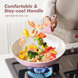 SENSARTE Nonstick Ceramic Frying Pan with Lid 8 Inch Small Omelette Pan Skillet, Free of Intentionally Added PFAS/PTFE Non-toxic Chef's Pan Induction Compatible Pan, Heat Resistant Handle, Sakura Pink