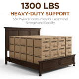 LUXOAK Solid Wood King Bed Frame, Traditional Wooden Platform Bed