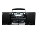 Supersonic Black Edition Vintage Bluetooth Stereo System Home Music Audio System, CD/MP3 Player, AM/FM Radio, Dual Cassette Player/Rec USB inputs, Detachable Speakers, AC/DC, (Remote Included)