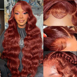 Aicrelery 13x6 Body Wave Lace Front Wigs Human Hair 20 Inch 13x6 Reddish Brown Lace Front Wigs Human Hair 30 Inch