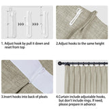 Macochico 150”Wx96”L Pinch Pleated Sliding Door Curtains with Hooks and Tieback, Natural Linen Drapes for Patio Doors Living Room Bedroom Home Office Divider with Tieback, Khaki, 1 Panel
