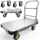 Heavy Duty Platform Truck Push Cart Dolly, Foldable Large Flatbed Cart with 6" Swivel Wheels