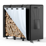Brightown Firewood Rack Outdoor with Cover, 4FT Indoor Wood Rack for Firewood, Waterproof Fire Wood Holder Outside, Adjustable Heavy Duty Logs Stand Stacker Holder for Fireplace Patio Deck, Black