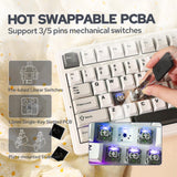 Wireless Mechanical Keyboard, Hot Swappable Gasket Custom Gaming Keyboard (White Grey, Graywood V3 Switch) EPOMAKER
