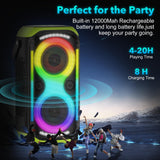 TYOTY Bluetooth Speaker 160W Loud Wireless Outdoor Portable Big Powerful Deep Bass Sound TWS Large Home Party Speakers with Subwoofer LED Lights