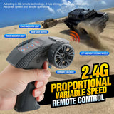 toylefun RC Military Tank Armored Fighting Car with LED Lights, 2.4G Remote Control, 1:16 Scale All-Terrain Vehicle, Dual Motor Drive, Door Open (【Grey】 Full Proportional RC Tank with 2 Batteries)