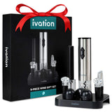 Ivation 9-Piece Wine Set | Electric Opener, Air Pump, Pourer with Aerator, Wine and Champagne Stoppers, Foil Cutter, and Stand.