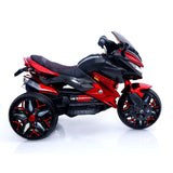 12V Electric Kids Motorcycle for 3-8 Year Old Boys Girls, 3-Wheel Ride-On Toy Motorbike with Lighting Wheels, Music Player (Connect with Phone) and Hand Drive (RED-1)
