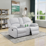 MOOLSUN Living Room Furniture Set Corduroy Recliner Compartments and Cup Holders Reclining for Home Theater/Office（A-Grey White Microfiber,Loveseat）