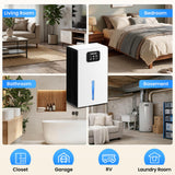 OWAAE Dehumidifier, 1000 sq.ft Quiet Dehumidifiers for Home Bedroom Bathroom Basement with 95oz Water Tank, Sleep Mode, Auto Shut-Off 7 Colors LED Light, White