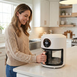 4.7QT Glass Air Fryer, 360° Viewable Glass Air Fryer Non Toxic, 6-IN-1 Preset Cook Modes, Digital Display, and More, White