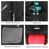Goloni 45L Hiking Backpack Lightweight Foldable, Waterproof Camping Backpack with Rain Cover & Hiking Pole Mat Carrying System, Ergonomic Water Resistant Daypack for Trekking Travel Men Women,Black