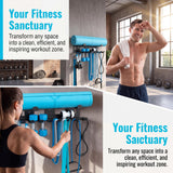 Heavy-Duty Wall Mounted Metal Gym Wall Storage Rack, Multi-Purpose Home Gym Organization & Gym Equipment Storage Organizer for Yoga Mat, Resistance Bands, Jump Ropes, Weight Belts – Space-Saving Garage Gym Storage with Removable Hooks