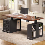 SEDETA Farmhouse Electric Standing Desk, 63" Height Adjustable Computer Desk with 3 Drawers