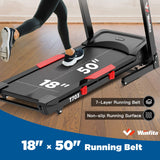 Winfita Treadmills with 0-15% Auto Incline for Home, Folding Treadmill with 300 lbs Capacity, 10 MPH Speed, 50'' x 18'' Wide Belt, APP,64 Programs, Pulse Monitor, BMI Detector for Home Use