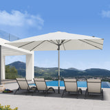 PURPLE LEAF Business Patio Umbrella 10' x 13' Semi Auto Lift, White