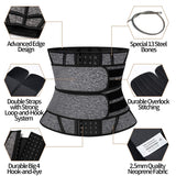 KIWI RATA Neoprene Workout Waist Trainer for Men Sweat Belt with Double Belly Straps, X-shape Steel Bones