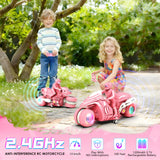 iappadore RC Motorcycle Toy with RGB Wheels Light, 360° Rotation High Speed Remote Control Dirt Bike with Rider, 2.4Ghz Off-Road Kids' Play Motorcycles for Girls Boys Age 5-12