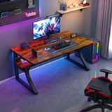 Oraspala Computer Desk, 47 x 20in Computer Desk, Office Desk w/Storage, Home Office Desks for Gaming Study Writing Work, Sturdy Metal Frame, Large Legroom, Waterproof, Scratch-Resistant, Rustic Brown