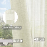 Macochico Extra Wide Pinch Pleated Linen Curtains for Sliding Door Patio Doors with Tieback, Natural Living Room Bedroom Curtain Privacy But Let Light in, 120”Wx96”L, Yellowish, 1 Panel