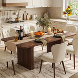 LEYAOYAO Extendable Dining Table for 4-6, 63"–79" with Fluted Base(Walnut)