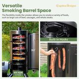 Captiva Designs Charcoal Vertical Smoker Grill and Offset Smoker Grill Combo, Extra Large Outdoor Barrel BBQ Meat Smoker