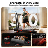 RHYTHM FUN Treadmill with Incline, Walking Pad with Handle Bar,300lbs Walking Pad with APP, Portable Folding Walking Treadmills for Home/Office with Low Noise