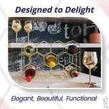 Gusto Nostro Countertop Wine Rack - 14 Bottle Freestanding Modern Gold Metal Small Wine Rack - 3 Tier Tabletop Wine Holder Stand for Cabinet, Pantry