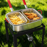 18QT Propane Deep Fryer | Outdoor Fish Fryer with 2 Baskets,Tong, Cover,Lid & Thermometer | Aluminum Deep Fryer with 55,000 BTU Propane Burner - Ideal for Fish, Chicken Wings & Outdoor Gatherings