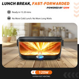 ESOHOT Heated Lunch Box,120W Electric Lunch Box for Adults with 1.5L 304 Stainless Steel Container, 12V/24V/110V Lonchera Eléctrica Portátil for Travel,Work,Car,Truck (Pure Black, 1.5L x 4)