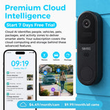 VicoHome D3B 2K AI Wireless Video Doorbell Camera w/ Chime, No SD Card Slot