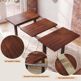 7-Piece Dining Table Set for 6, 63" Extendable Kitchen Table with Curved Backrest Chairs