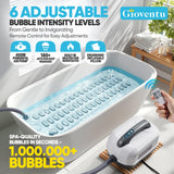 Powerful Bubble Spa Mat – Fits Most Bathtubs (Up to 101″L x 65-101″W x 33-43″H), Portable 6-Speed Bathtub Massager with Wireless Remote & Strong Suction Cups, 400W Motor, Inflatable Pillow