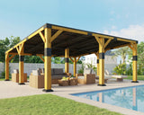 Jocisland 20' x 20' Cedar Wood Gazebo with Sloped Galvanized Steel Roof