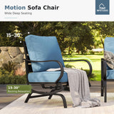 MFSTUDIO 8 Piece Metal Patio Furniture Set with Fire Pit Table, Denim Blue