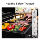 34-Inch Barrel Charcoal Grill with Side Tables, 794 Square Inches Cooking Space, Large Charcoal BBQ Grill with 2 Height-Adjustable Charcoal Pans for Outdoor Backyard Patio Picnic Parties Camping