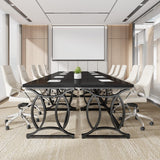 HSH Home Office Computer Desk, Black Modern Wood Metal Writing Desk 47 Inch