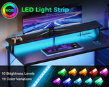 AODK 59 Inch Gaming Desk with USB Charging Ports & LED Light- Reversible Computer Desk