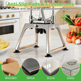 POWLAB Commercial Vegetable Chopper & French Fry Cutter, Stainless Steel Manual Dicer, 3 Blades (1/4", 3/8", 8-Wedge), Suction Base, Fast Tomato Onion Potato Cutter for Restaurant & Home Kitchen