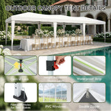 Aoxun 10x30 Pop Up Canopy Tent with 8 Sidewalls, Party Tent, White
