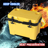 27 Quart Ice Cooler, Portable Ice Chest Hard Cooler Box with Retention Insulation and Heavy Duty Handle YELLOW JACKET