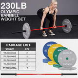 Mikolo 7ft Olympic Barbell, Barbell for Weightlifting and Powerlifting 45lb, Olympic Bar for 1500lbs Capacity, Weight Bar Fit 2” Standard Weights (combo 1)
