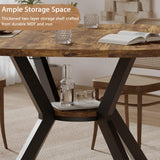 42"-58" Extendable Oval Dining Table for 4-6, Kitchen Round Table with Hidden Leaves & Storage Shelf, Space Saving Modern Design with Sturdy Metal Legs for Kitchen, Dining Room & Small Apartments
