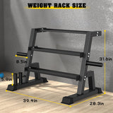 3-Tier Weight Rack, Dumbbell Kettlebell Rack 1100LB Capacity Weight Plate and Curl Bar Storage for Home Gym