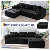 MAXYOYO Modular Sectional Sofa Couch, L Shaped Boneless Cloud Couch with Flexible Ottoman, Chenille Upholstered Living Room Comfy Sofa Chair for Living Room, No Assembly Required, Black