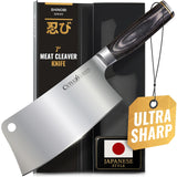 Cutluxe Meat Cleaver Knife – Ultra Sharp 7" Meat Cleaver, Butcher Knife, High Carbon Stainless Steel Blade, Full Tang Pakkawood Handle – Shinobi Series