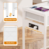 Reversible Computer Desk with 5 Drawers, Sturdy Office Desk with Power Outlets and USB Ports