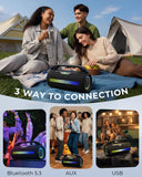 havit Outdoor Bluetooth Speaker, 120W Peak Loud Speakers with Deep Bass, Portable Wireless Speaker IPX6 Waterproof, RGB Light, 12H Playtime, TWS Stereo, EQ, for Party, Beach, Camping, Backyard, Garage