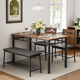 Dining Table Set for 4, Kitchen Table with Upholstered Bench and 2 Chairs, Kitchen Table and Chairs Set for Small Space